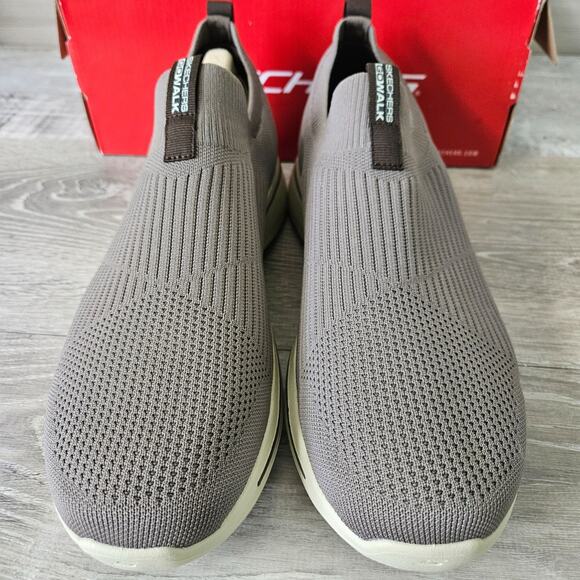 Skechers Mens Go Walk Arch Fit Iconic Slip On Shoes Taupe Brown Size 11 Stretch main image 7